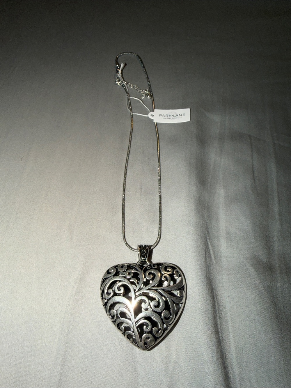 Park Lane Silver Filigree Heart Pendant Necklace